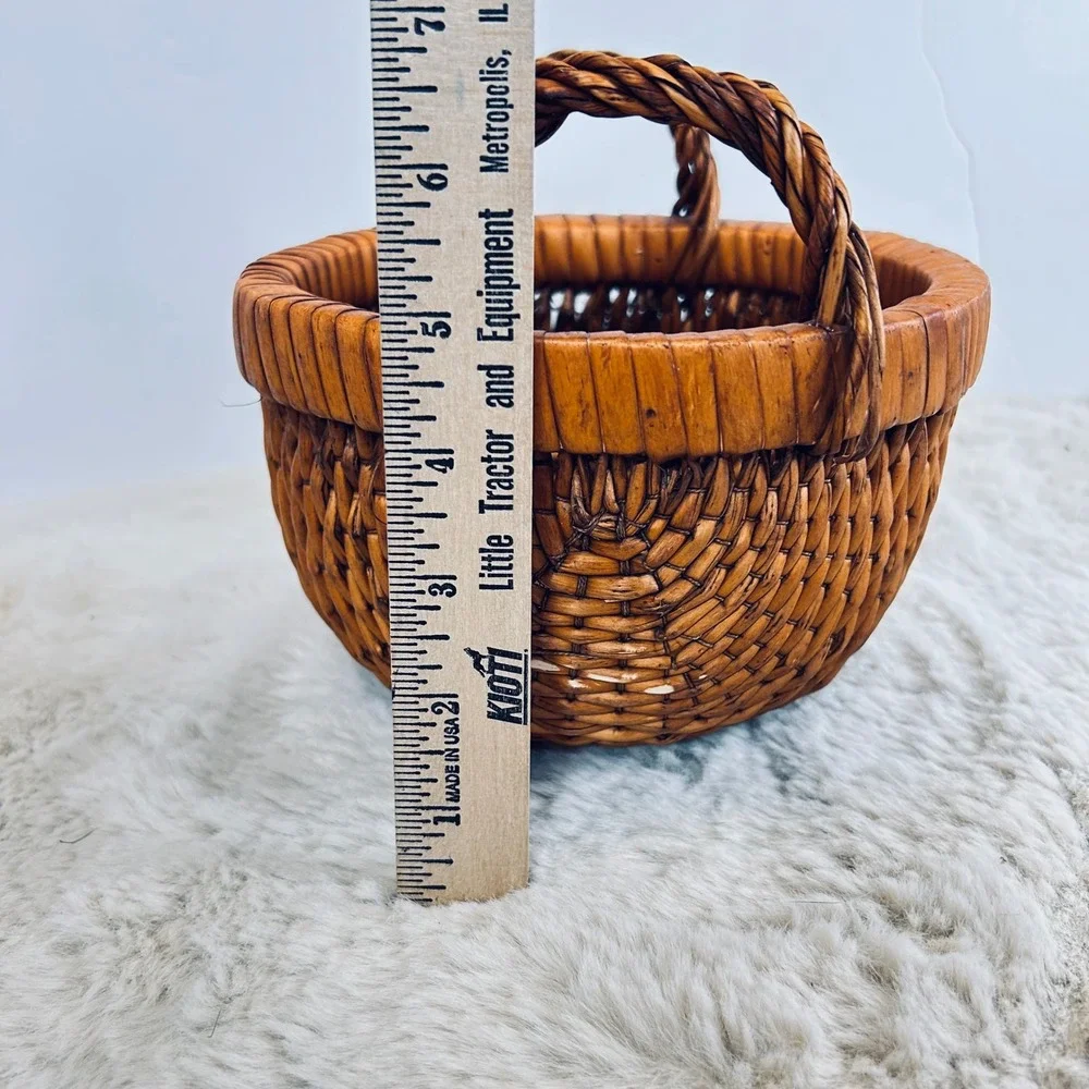 Wicker Basket with Handles Cottagecore Farmhouse Decor Small Storage Basket‎